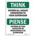 Signmission OSHA THINK Sign, Report All Unsafe Conditions Supervisor, 14in X 10in Aluminum, OS-TS-A-1014-L-11859 OS-TS-A-1014-L-11859